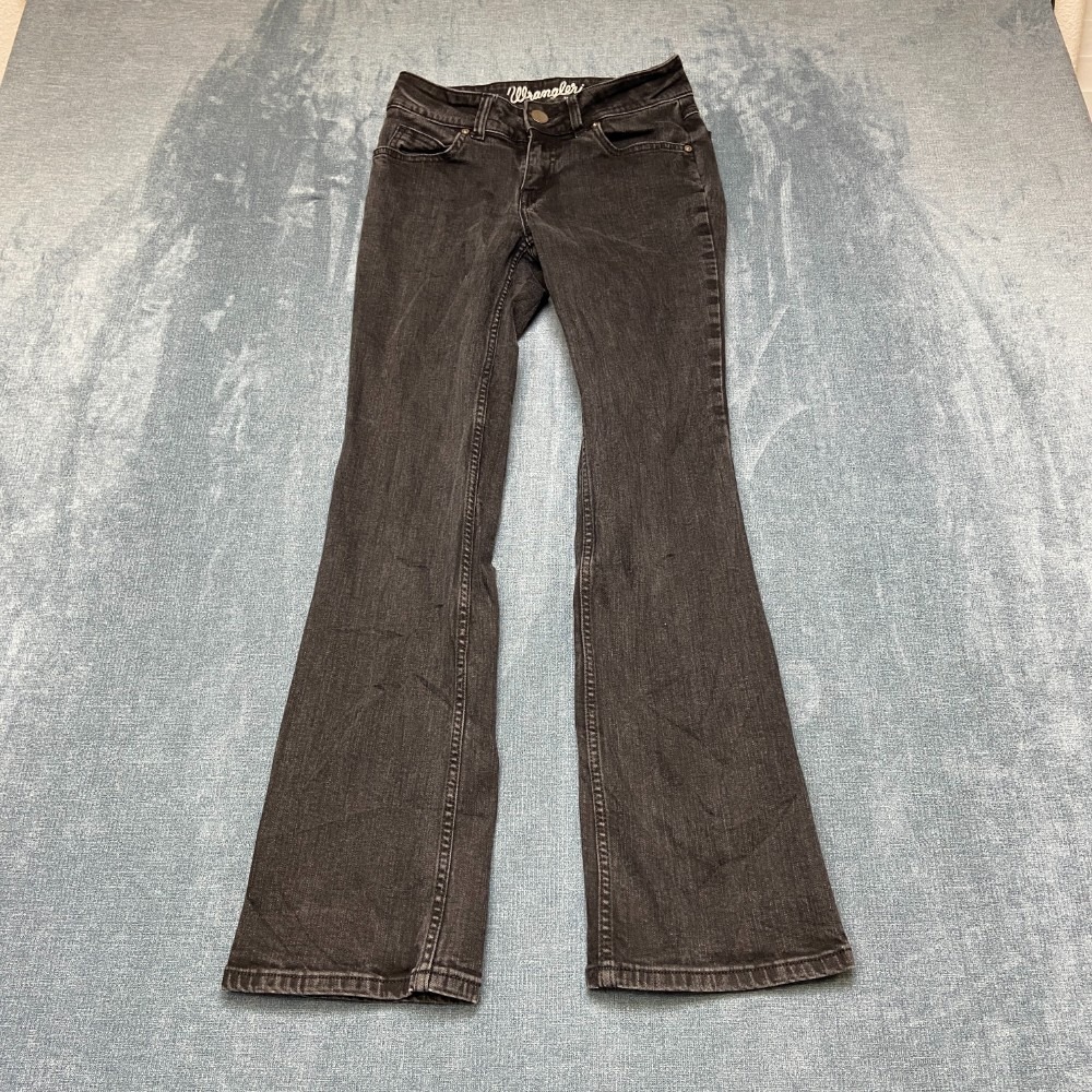 Wrangler Essential Jeans Womens 25x29 Black Denim Stretch Streetwear Bootcut Leg